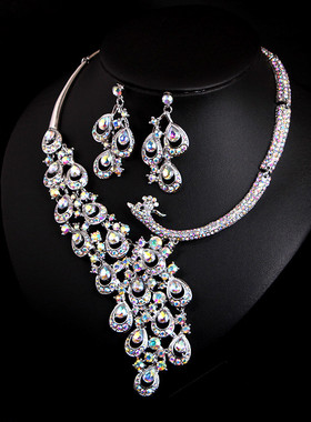欧美夸张奢华镶宝石女晚宴项链