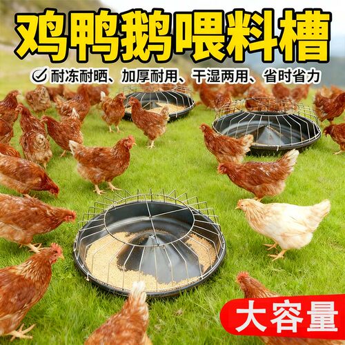 鸡食槽散养神器鸡鸭鹅通用喂料盆自动喂食器圆形聚丙烯饲料槽 - 图3