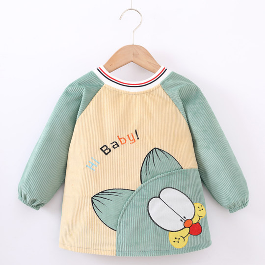 秋冬宝宝防水罩衣防脏吃饭衣男女儿童反穿衣长袖围裙婴儿围兜护衣