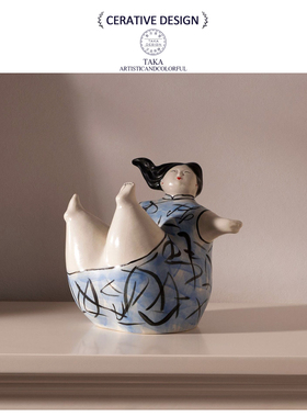 创意复古人物抽象中古桌面装饰涂鸦艺术摆件创意设计家居软装小众