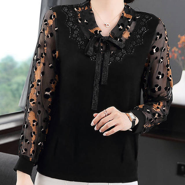 ເສື້ອ chiffon ແຂນຍາວຂອງແມ່ຍິງແບບໃຫມ່