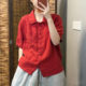 ເສື້ອຍືດ Retro ຝ້າຍແລະ linen ສໍາລັບແມ່ຍິງ summer ໃຫມ່ສີແຂງ, ແຂນສັ້ນ, ອາຍຸການຫຼຸດຜ່ອນ temperament ວັນນະຄະດີ casual ວ່າງ versatile top ສໍາລັບແມ່ຍິງ