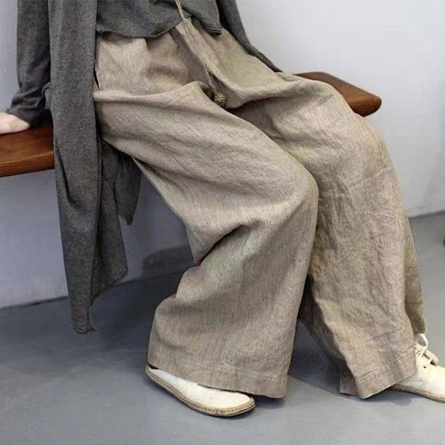 捡漏~专柜尾货复古亚麻阔腿裤女大码宽松垂感显瘦休闲棉麻老爹裤,淘宝优惠券,粉丝福利购,淘宝优惠卷