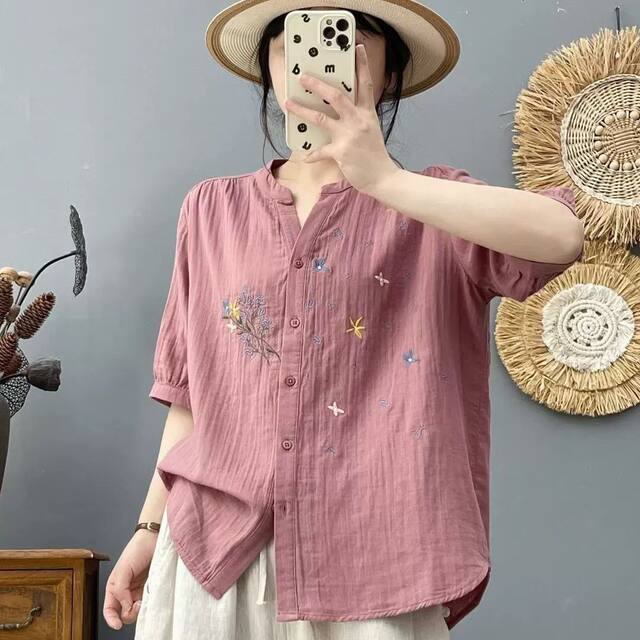 ຜ້າຝ້າຍແບບຈີນແບບ Retro ແລະ linen ກາງແຂນ