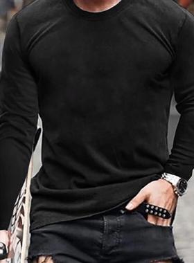 Casual men's round neck long sleeve T-shirt  休闲圆领长袖T恤