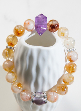 天然石黄塔晶圆珠手链女款