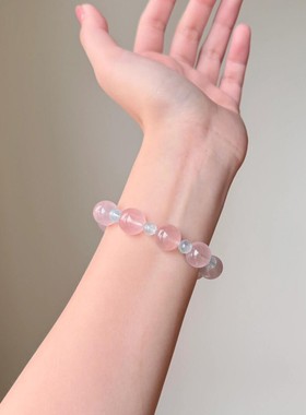 爆款星光粉晶马粉手串女招桃花串珠通透天然水晶手链手饰品批发