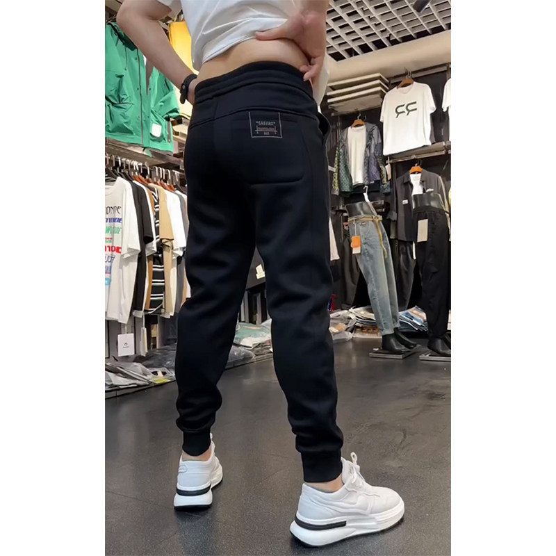 潮牌休闲裤秋冬季男士新款加绒加厚刺绣卫裤潮流束脚运动哈伦长裤,淘宝优惠券,粉丝福利购,淘宝优惠卷