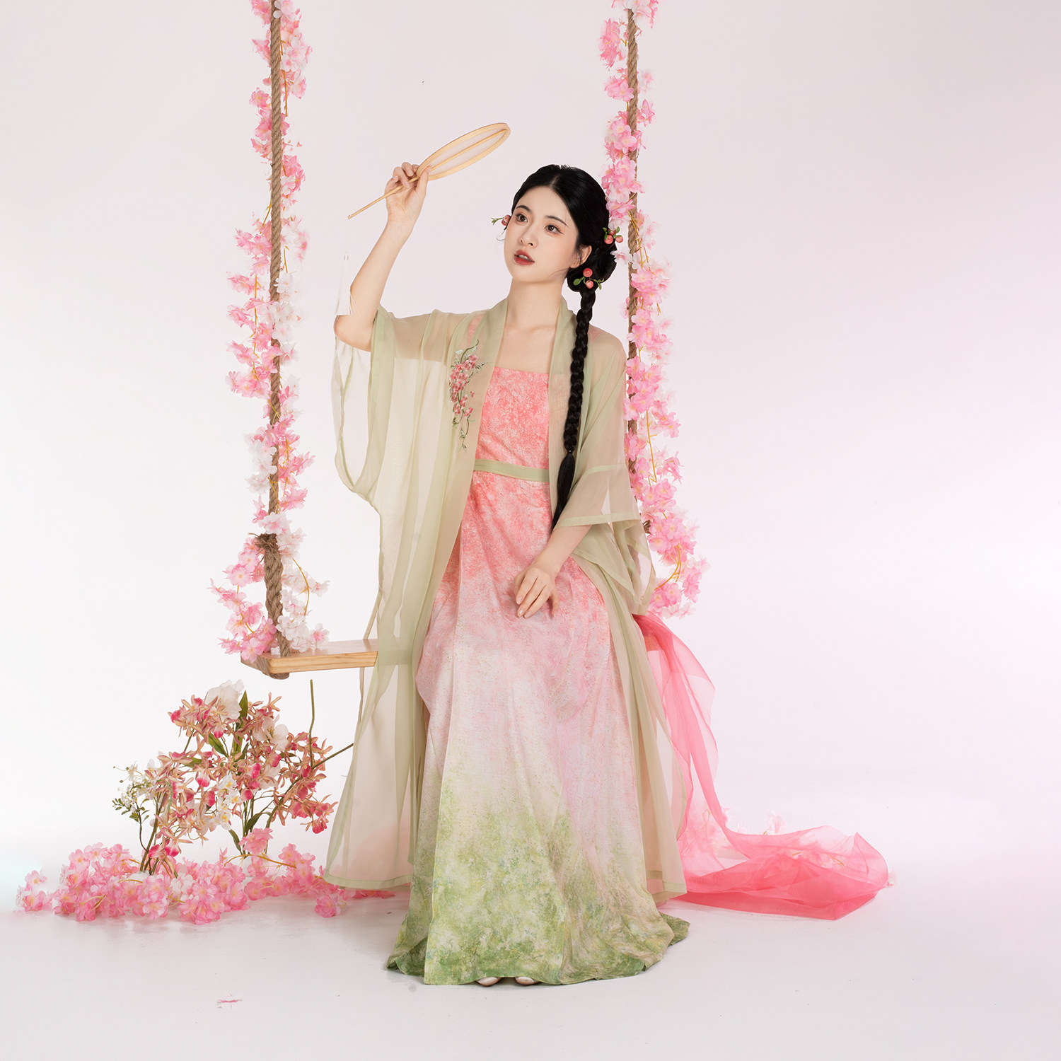 织造司[桃柳枝]原创汉元素宋长干寺国风渐变印花吊带马面连衣裙女,淘宝优惠券,粉丝福利购,淘宝优惠卷