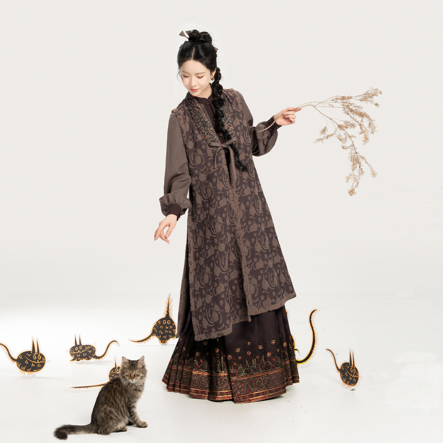 织造司[君幸酒]新中式立领衬衫双面穿比甲一片式暗纹织金马面裙女,淘宝优惠券,粉丝福利购,淘宝优惠卷