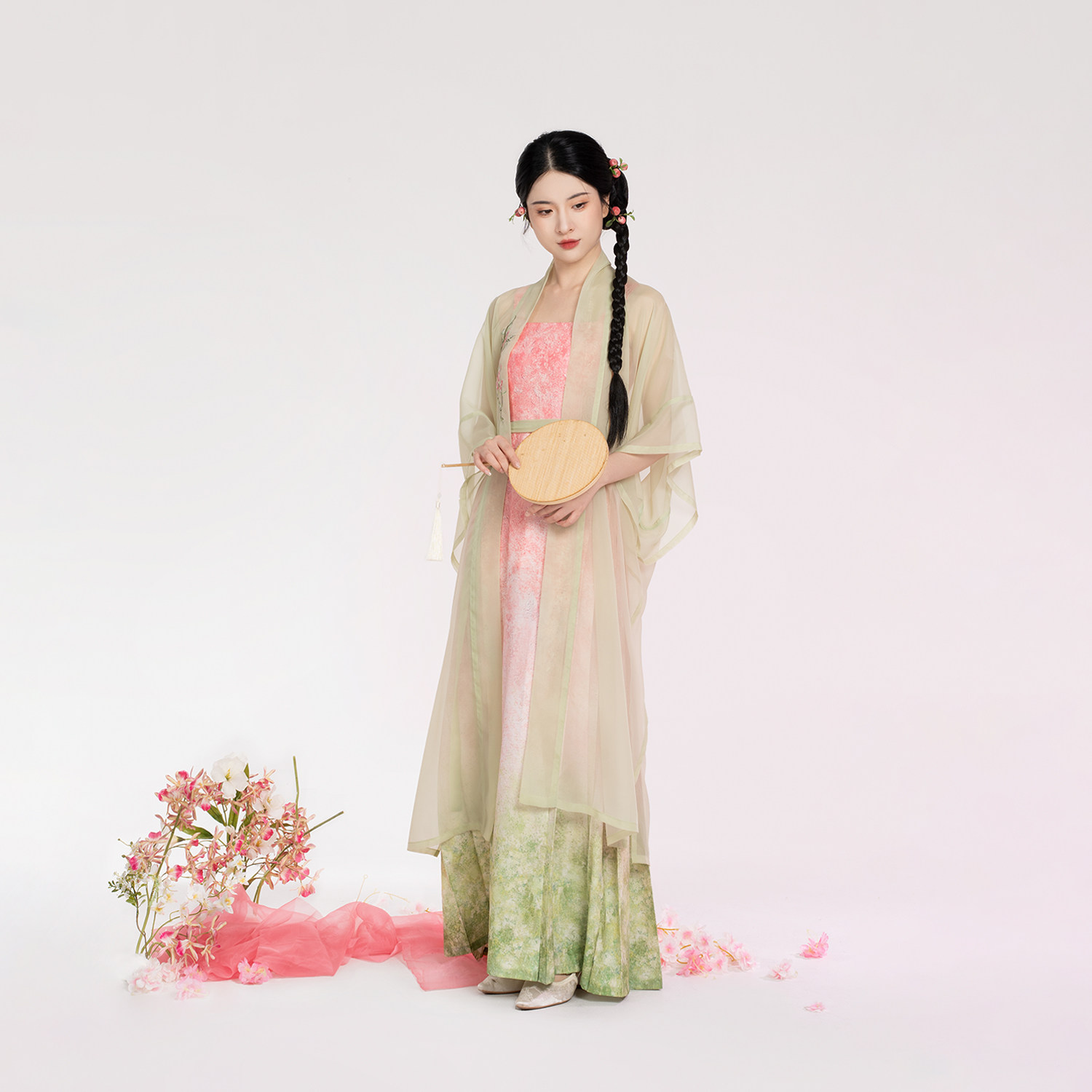 织造司[桃柳枝]原创汉元素宋长干寺国风渐变印花吊带马面连衣裙女,淘宝优惠券,粉丝福利购,淘宝优惠卷