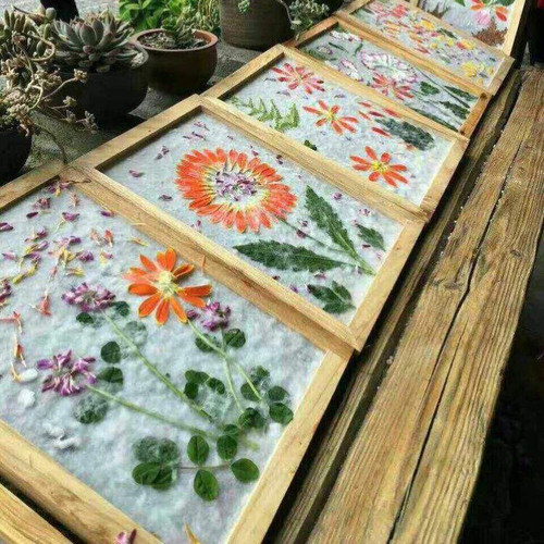 古法造纸术diy手工材料包套装花草纸皮纸体验包造纸框构树皮纸浆 - 图1