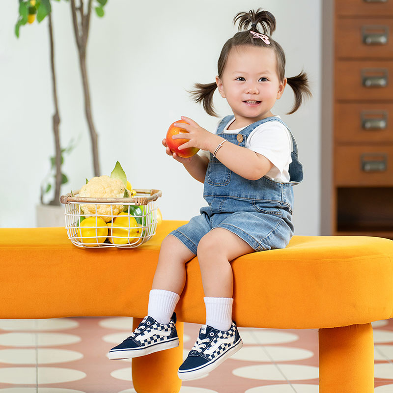 Vans范斯童鞋官方 Ward Slip-On蓝白棋盘格拼色小童帆布鞋 - 图3