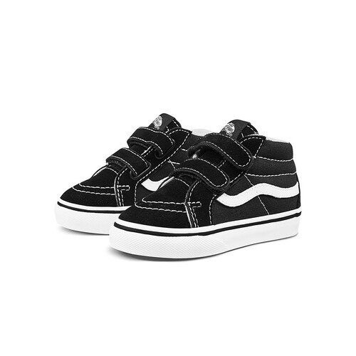 Vans范斯童鞋官方 SK8-Mid V黑色易穿魔术贴小童板鞋运动鞋 - 图3