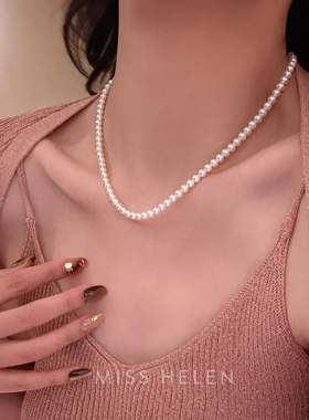 MISS HELEN多用天然珍珠Y字链S925银项链小众经典百搭明星同款