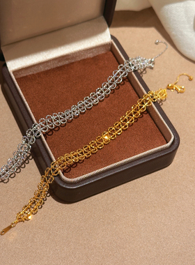 Miss Helen「水滴纹」S925银手链女叠戴精致百搭蕾丝设计气质简约