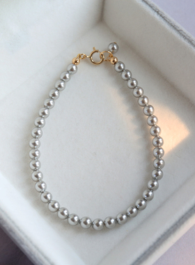 施华家铂金灰珍珠手链设计款手串