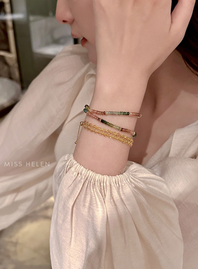 碧玺手链女单圈双圈手串送礼物夏