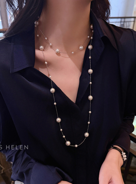 MISS HELEN破碎感长款毛衣链项链女满天星气质通勤冬链子生日礼物