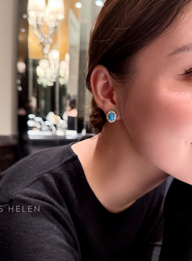 MISS HELEN【老钱风蓝松】耳钉耳夹女气质通勤精致耳环冬生日礼物