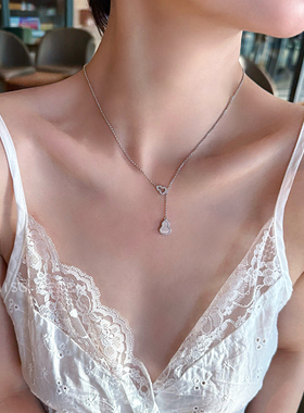 白粉母贝葫芦项链气质精致锁骨链