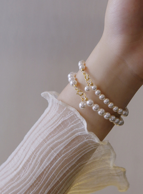 施华家仿水晶珍珠14K包金手链