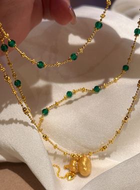 Miss Helen绿野仙踪」S925银项链女高保色绿水晶锁骨链春叠戴颈链