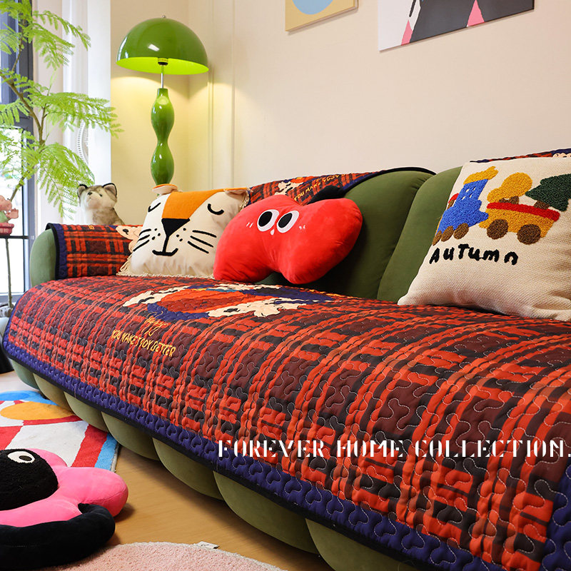 美式卡通耐脏布艺沙发垫四季防滑透气皮沙发罩美拉德客厅盖布巾套,淘宝优惠券,粉丝福利购,淘宝优惠卷