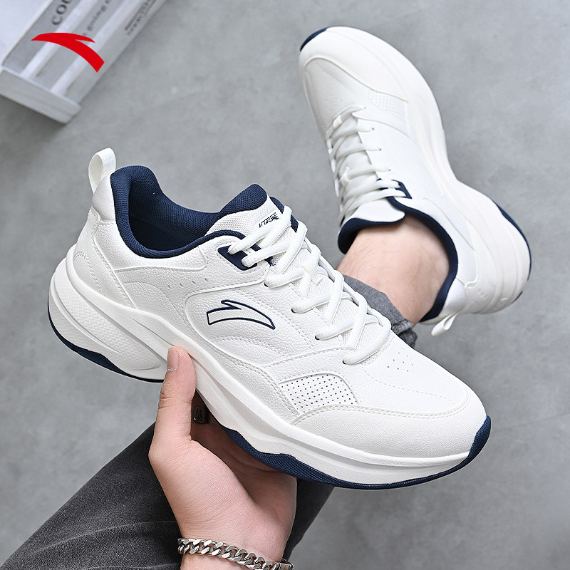 安踏男鞋ACE2皮面防泼水运动鞋男款2026新款春季白色网球风休闲鞋,淘宝优惠券,粉丝福利购,淘宝优惠卷