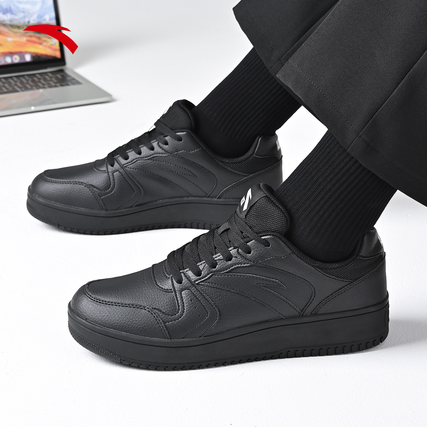 安踏元年男鞋黑色板鞋2026新款春季厚底小黑鞋学生增高运动休闲鞋,淘宝优惠券,粉丝福利购,淘宝优惠卷