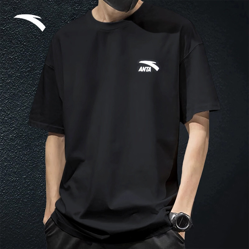 安踏短袖男士纯棉t恤针织衫2025夏季新款官方旗舰店青少年短袖男,淘宝优惠券,粉丝福利购,淘宝优惠卷