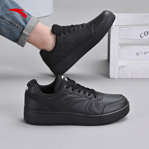 安踏板鞋男款2026夏季新款官方正品男鞋黑武士鞋子透气纯黑色板鞋 - 图1