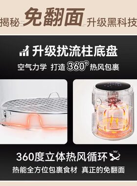 安本素免翻面玻璃可视4L空气炸锅