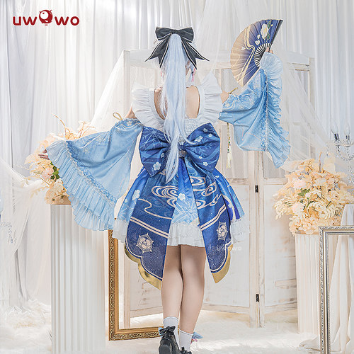 现货Uwowo悠窝窝原神神里绫华同人女仆cosplay服装女凌华连衣裙 - 图2