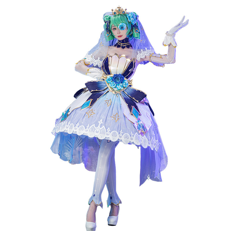英雄联盟手游现货Uwowo悠窝窝英雄联盟手游cosplay 水晶玫瑰 格温至臻 服装女