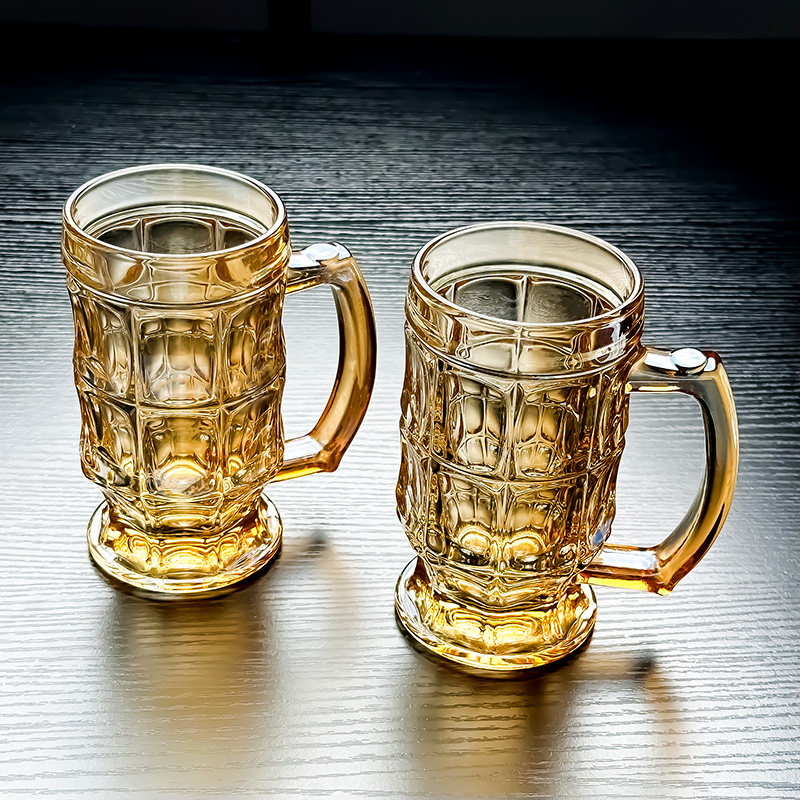 2025新款水晶玻璃杯水杯酒杯啤酒杯子轻奢高颜值带把不带盖高级感,淘宝优惠券,粉丝福利购,淘宝优惠卷