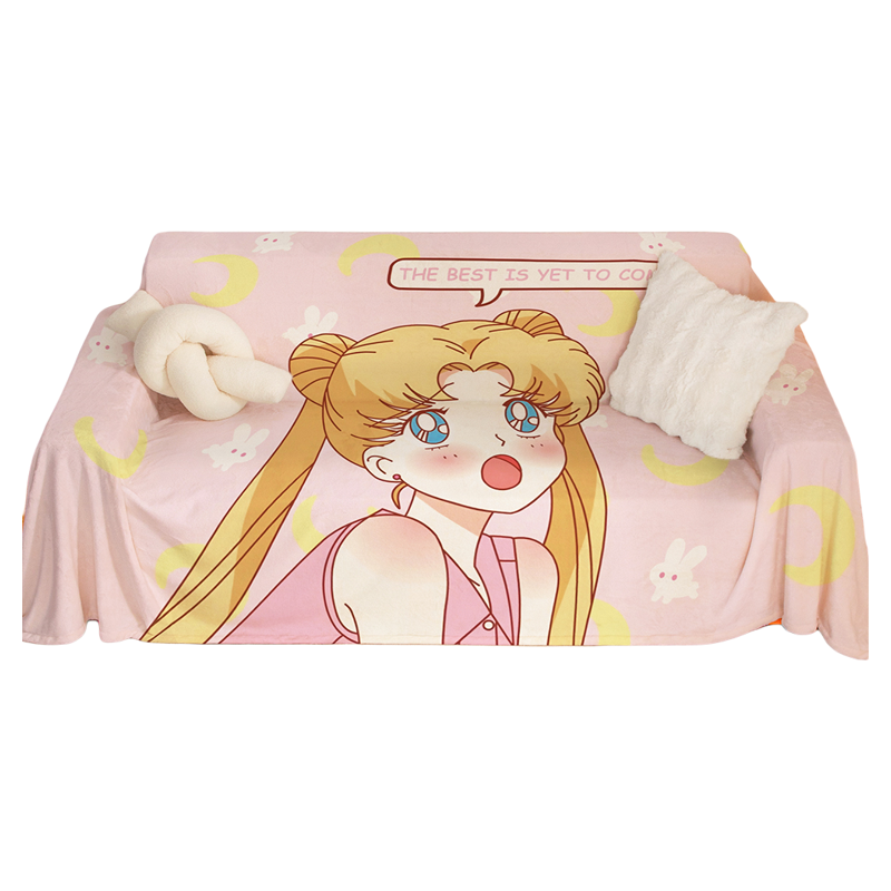 美少女ins沙发巾卡通毛绒盖毯秋冬加厚防滑保护沙发罩套可爱坐垫,淘宝优惠券,粉丝福利购,淘宝优惠卷