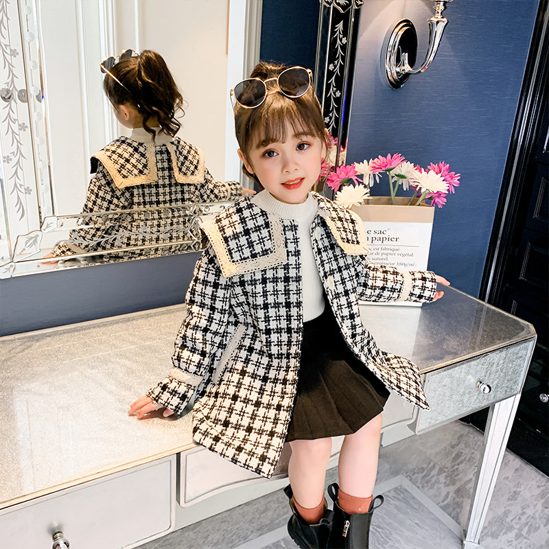 女童2020年秋季新款儿童长款呢大衣 巴布妙妙屋普通外套