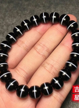 线条玛瑙药师珠老型手串