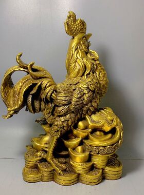 黄铜鸡福鸡摆件铜公鸡生肖鸡金钱
