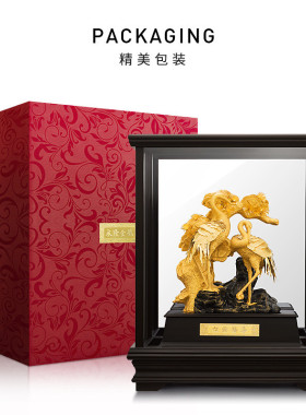 松龄鹤寿24k足金金箔3D橱窗创意