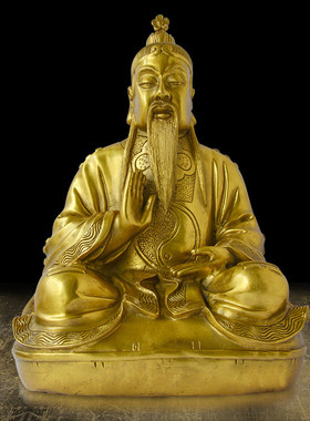 黄铜三清祖师摆件黄铜元始天尊黄