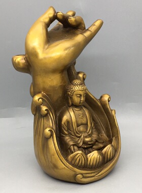 铜佛手莲花观音香炉倒流香仿古铜