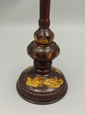 仿古铜龙凤呈祥烛台家用供奉祠堂