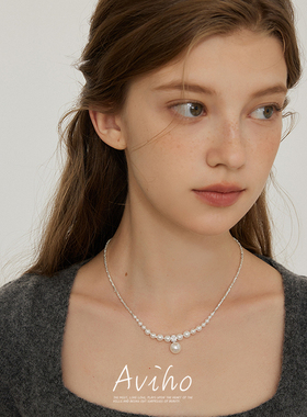aviho施家珍珠碎银子项链