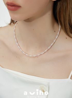 aviho 淡粉高级糖果色进口施家小珍珠混彩串珠项链轻奢超级温柔色