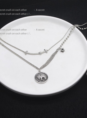 小象叠戴ins冷淡风蹦迪锁骨链