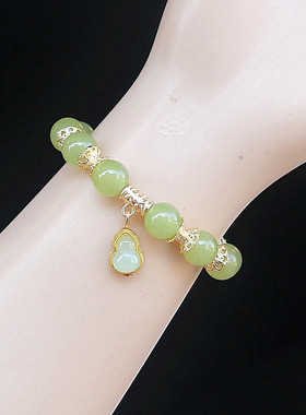 新中式晴水绿玉髓福禄转运手链