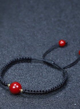 本命年红绳手链女朱砂好运珠