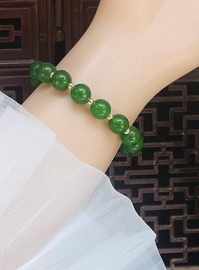 碧玉绿玛瑙手链单圈显白手饰